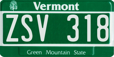 VT license plate ZSV318