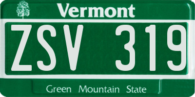 VT license plate ZSV319