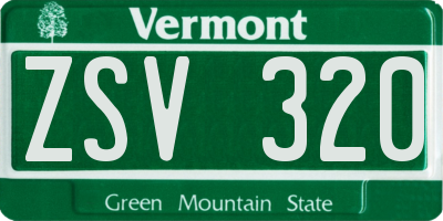 VT license plate ZSV320