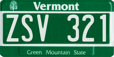 VT license plate ZSV321