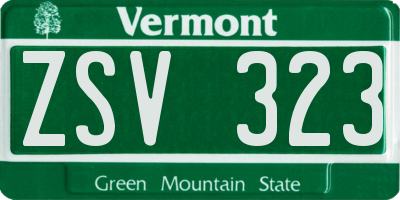 VT license plate ZSV323