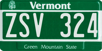 VT license plate ZSV324