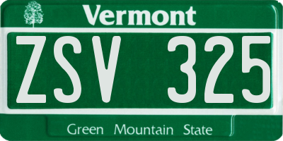 VT license plate ZSV325
