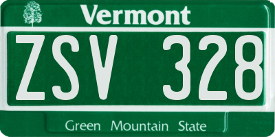 VT license plate ZSV328