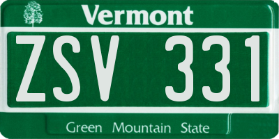 VT license plate ZSV331