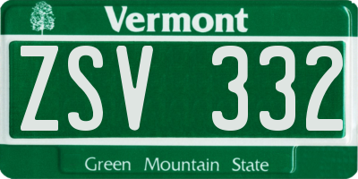 VT license plate ZSV332