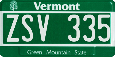 VT license plate ZSV335