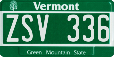 VT license plate ZSV336
