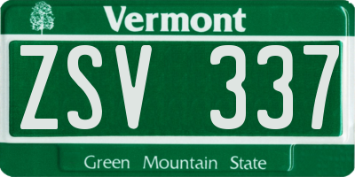 VT license plate ZSV337