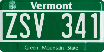 VT license plate ZSV341