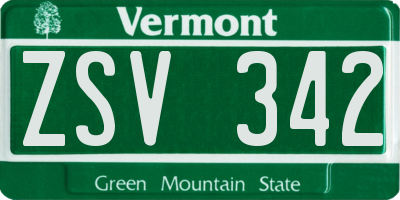 VT license plate ZSV342
