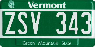VT license plate ZSV343