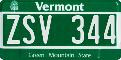VT license plate ZSV344