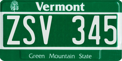 VT license plate ZSV345