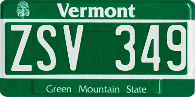 VT license plate ZSV349