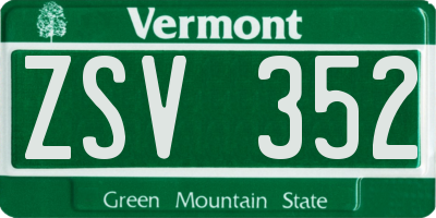 VT license plate ZSV352