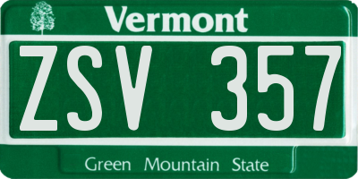 VT license plate ZSV357