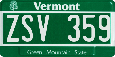 VT license plate ZSV359
