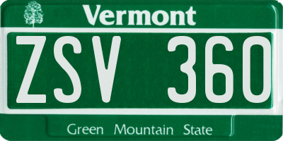 VT license plate ZSV360