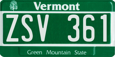 VT license plate ZSV361