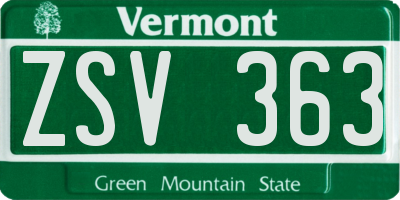 VT license plate ZSV363