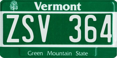 VT license plate ZSV364