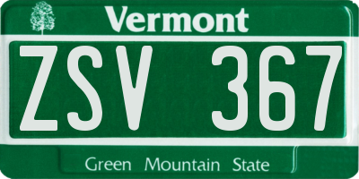 VT license plate ZSV367
