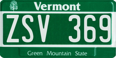 VT license plate ZSV369