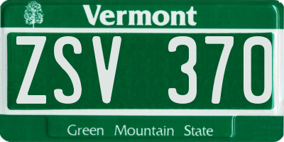 VT license plate ZSV370