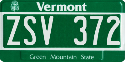 VT license plate ZSV372