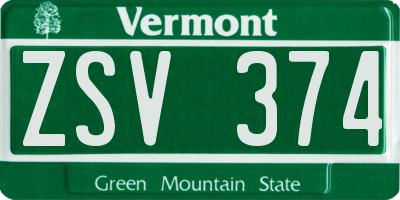 VT license plate ZSV374