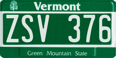 VT license plate ZSV376