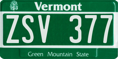 VT license plate ZSV377