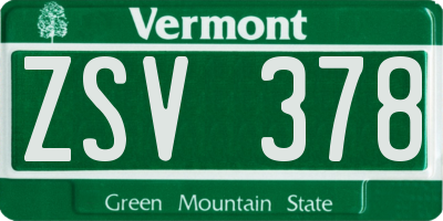 VT license plate ZSV378