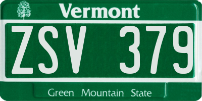 VT license plate ZSV379