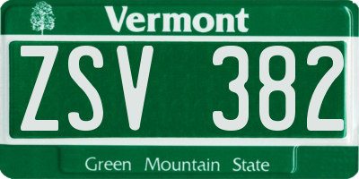 VT license plate ZSV382