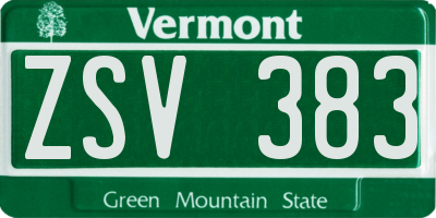 VT license plate ZSV383