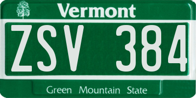 VT license plate ZSV384