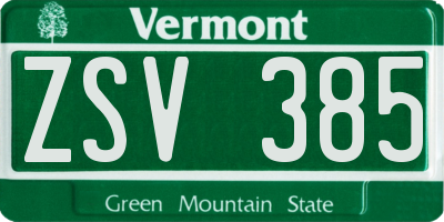 VT license plate ZSV385