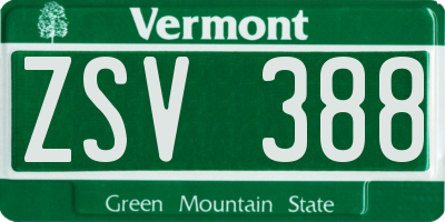 VT license plate ZSV388