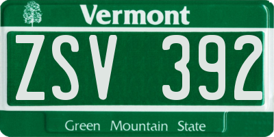 VT license plate ZSV392
