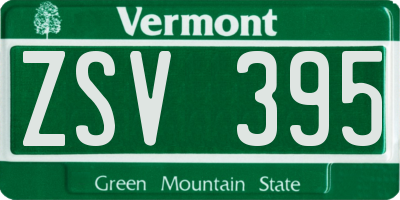 VT license plate ZSV395