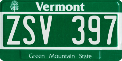 VT license plate ZSV397