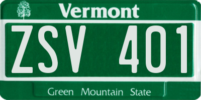 VT license plate ZSV401