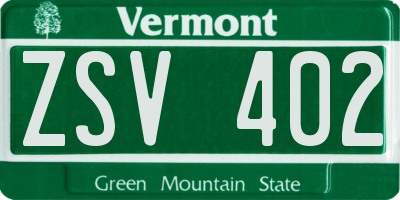 VT license plate ZSV402