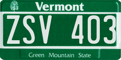 VT license plate ZSV403