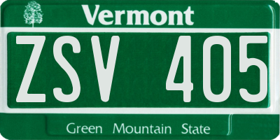 VT license plate ZSV405