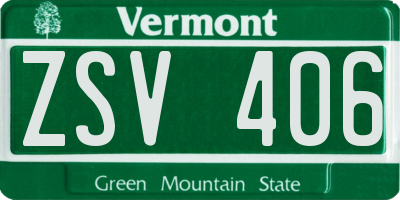 VT license plate ZSV406