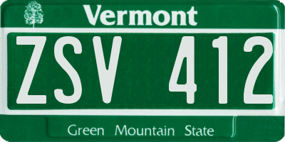 VT license plate ZSV412