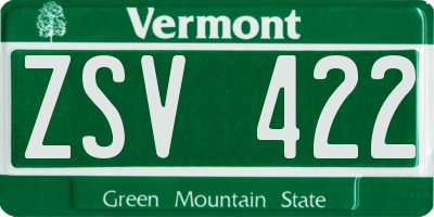 VT license plate ZSV422